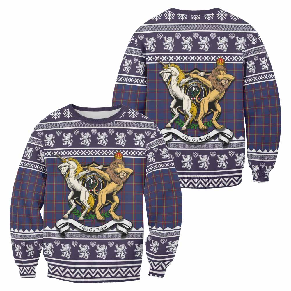 MacLaine (McLaine) Clan Tartan Crest Christmas Sweatshirt Coat of Arms Funny Style - Tartan Vibes Clothing