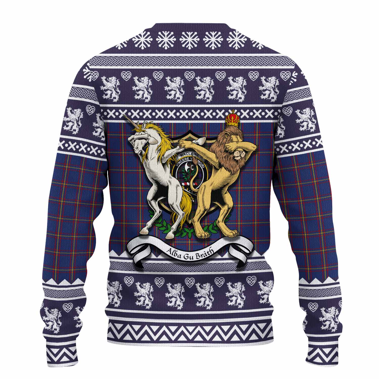 MacLaine (McLaine) Clan Tartan Crest Christmas Ugly Sweater Coat of Arms Funny Style - Tartan Vibes Clothing