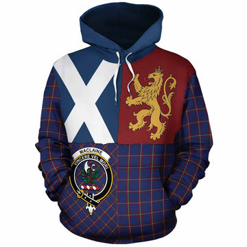 MacLaine (McLaine) Crest Tartan Cotton Hoodie with Lion Rampant Saltire Style