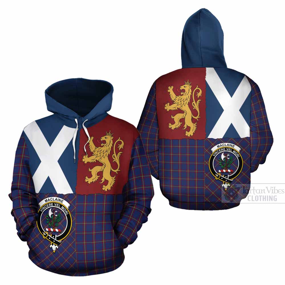 MacLaine (McLaine) Crest Tartan Cotton Hoodie with Lion Rampant Saltire Style - Tartan Vibes Clothing