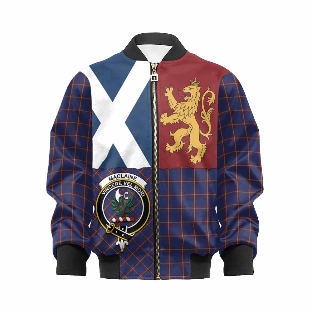 MacLaine (McLaine) Crest Tartan Kid Bomber Jacket with Lion Rampant Saltire Style - Tartan Vibes Clothing