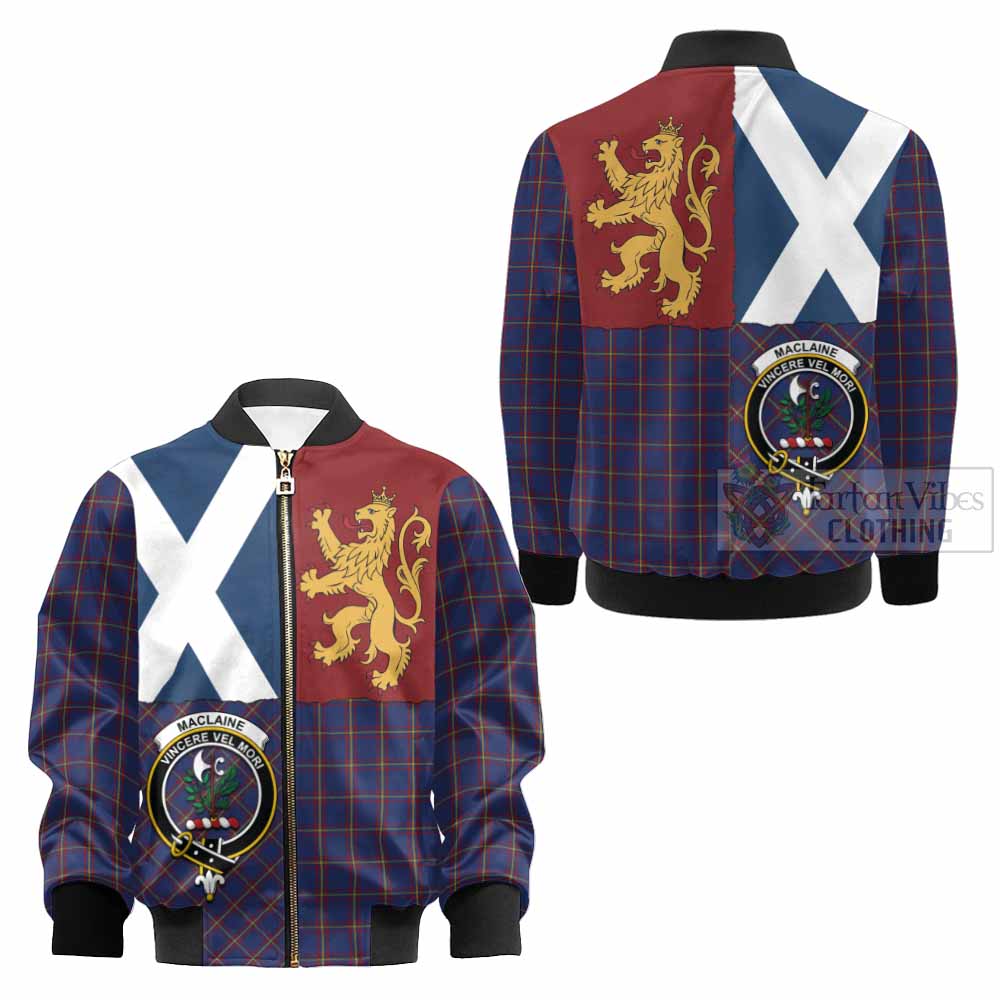 MacLaine (McLaine) Crest Tartan Kid Bomber Jacket with Lion Rampant Saltire Style - Tartan Vibes Clothing