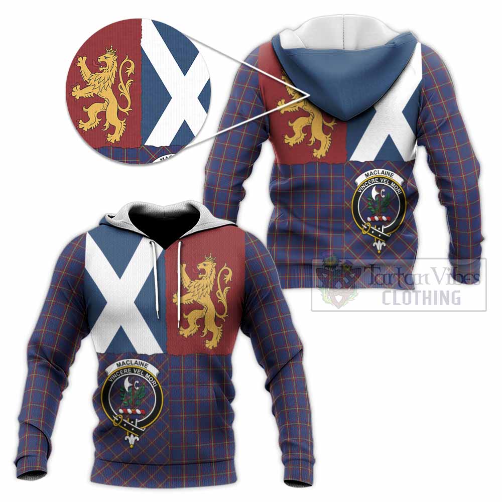 MacLaine (McLaine) Crest Tartan Knitted Hoodie with Lion Rampant Saltire Style