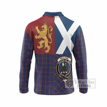 MacLaine (McLaine) Crest Tartan Long Sleeve Polo Shirt with Lion Rampant Saltire Style