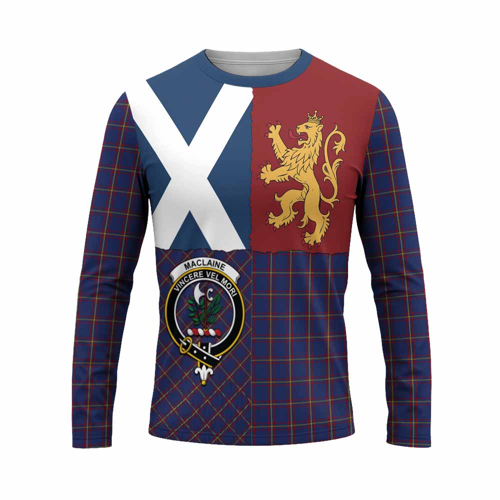 MacLaine (McLaine) Crest Tartan Long Sleeve T-Shirt with Lion Rampant Saltire Style