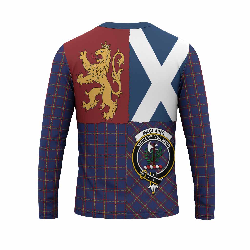 MacLaine (McLaine) Crest Tartan Long Sleeve T-Shirt with Lion Rampant Saltire Style