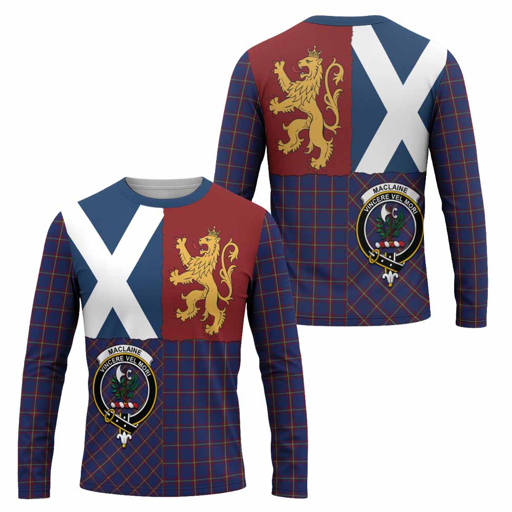 MacLaine (McLaine) Crest Tartan Long Sleeve T-Shirt with Lion Rampant Saltire Style