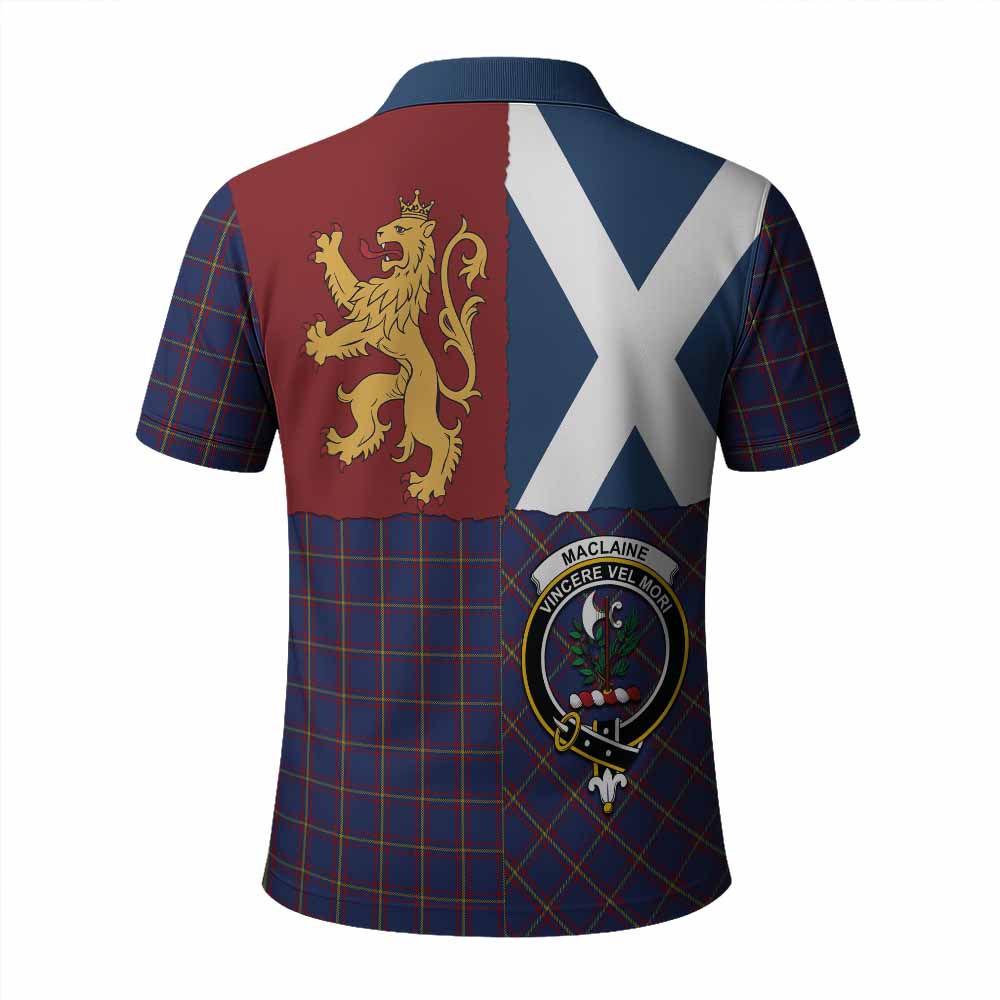 MacLaine (McLaine) Crest Tartan Polo Shirt with Lion Rampant Saltire Style