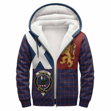 MacLaine (McLaine) Crest Tartan Sherpa Hoodie with Lion Rampant Saltire Style
