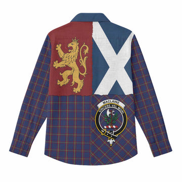 MacLaine (McLaine) Crest Tartan Women Casual Shirt with Lion Rampant Saltire Style