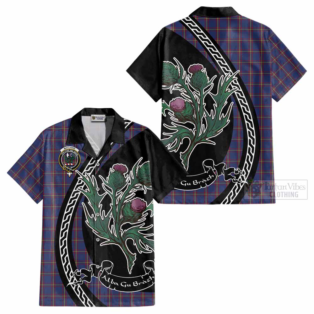 MacLaine (McLaine) Family Crest Tartan Cotton Hawaiian Shirt Alba Thistle Inspired - Tartan Vibes Clothing