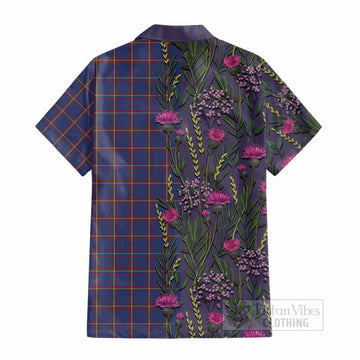 MacLaine (McLaine) Family Crest Tartan Cotton Hawaiian Shirt Scottish Thistle Flower Pattern Half Style - Tartan Vibes Clothing