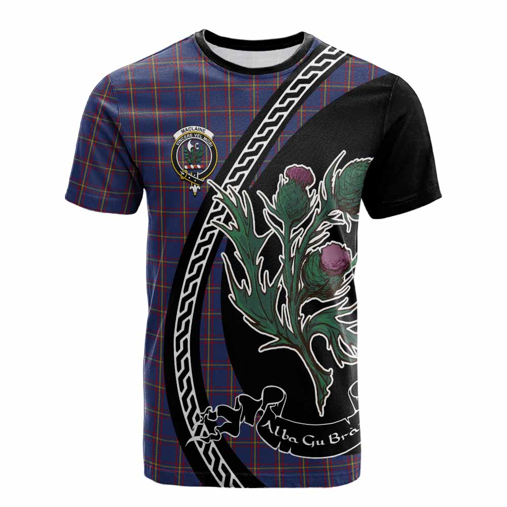 MacLaine (McLaine) Family Crest Tartan Cotton T-shirt Alba Thistle Inspired - Tartan Vibes Clothing