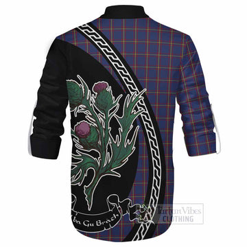 MacLaine (McLaine) Family Crest Tartan Ghillie Shirt Alba Thistle Inspired