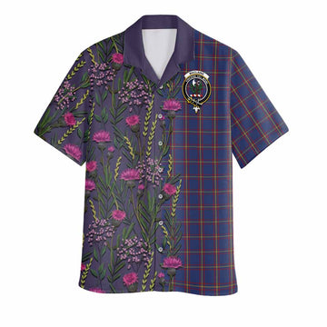 MacLaine (McLaine) Family Crest Tartan Hawaiian Shirt Scottish Thistle Flower Pattern Half Style - Tartan Vibes Clothing
