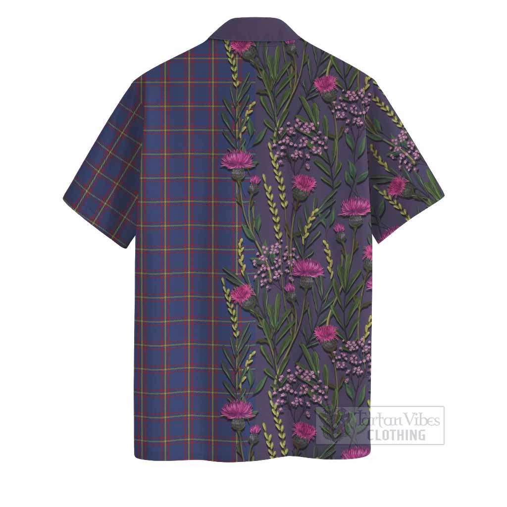 MacLaine (McLaine) Family Crest Tartan Hawaiian Shirt Scottish Thistle Flower Pattern Half Style - Tartan Vibes Clothing