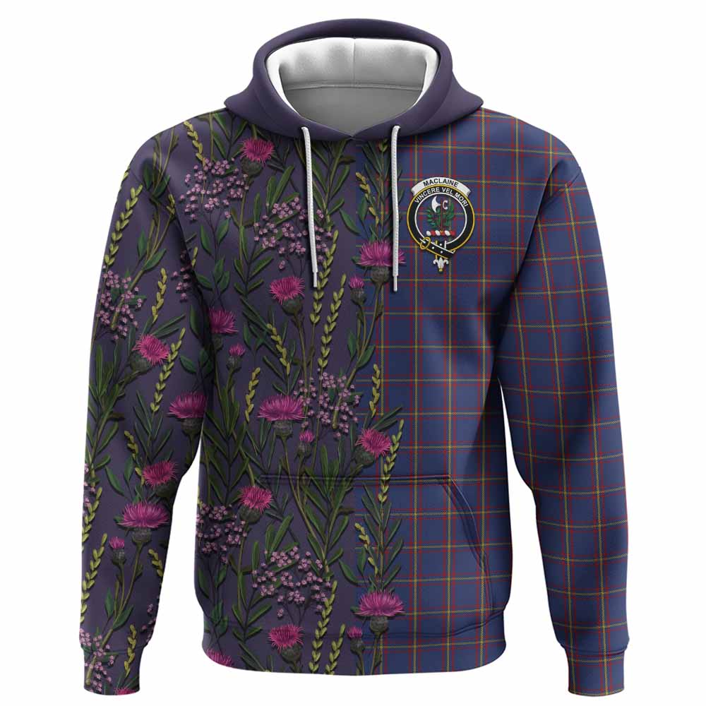 MacLaine (McLaine) Family Crest Tartan Hoodie Scottish Thistle Flower Pattern Half Style - Tartan Vibes Clothing