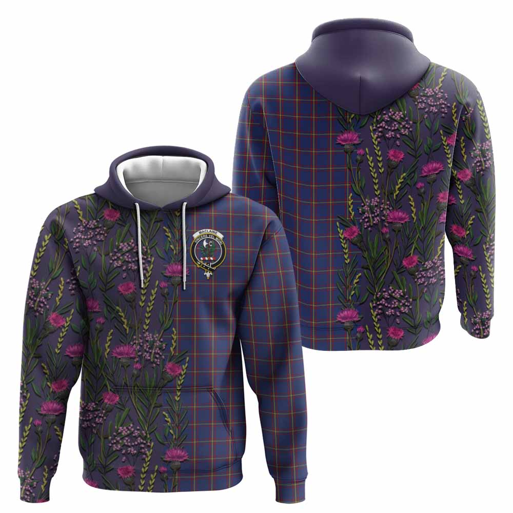 MacLaine (McLaine) Family Crest Tartan Hoodie Scottish Thistle Flower Pattern Half Style - Tartan Vibes Clothing