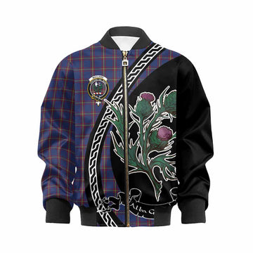 MacLaine (McLaine) Family Crest Tartan Kid Bomber Jacket Alba Thistle Inspired - Tartan Vibes Clothing
