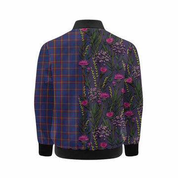 MacLaine (McLaine) Family Crest Tartan Kid Bomber Jacket Scottish Thistle Flower Pattern Half Style - Tartan Vibes Clothing