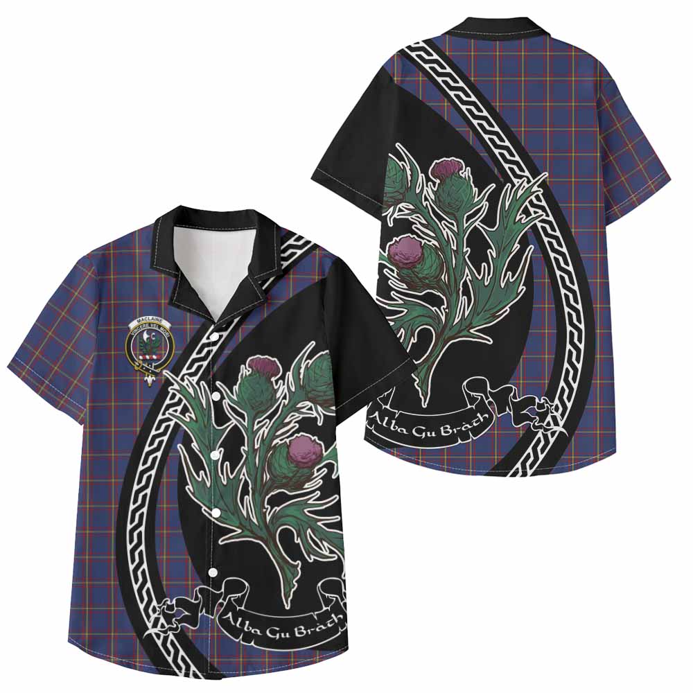 MacLaine (McLaine) Family Crest Tartan Kid Hawaiian Shirt Alba Thistle Inspired - Tartan Vibes Clothing