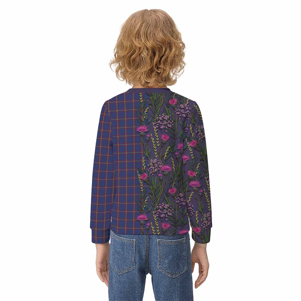 MacLaine (McLaine) Family Crest Tartan Kid Knitted Sweatshirt Scottish Thistle Flower Pattern Half Style - Tartan Vibes Clothing