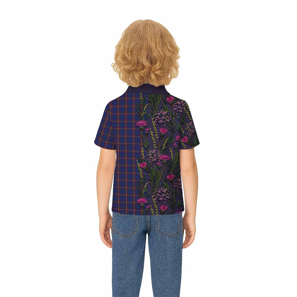 MacLaine (McLaine) Family Crest Tartan Kid Polo Shirt Scottish Thistle Flower Pattern Half Style - Tartan Vibes Clothing
