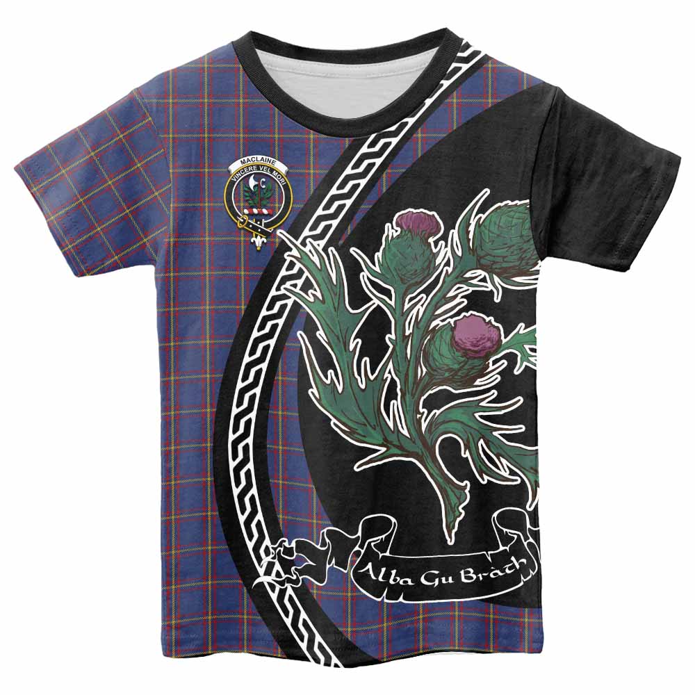 MacLaine (McLaine) Family Crest Tartan Kid T-shirt Alba Thistle Inspired - Tartan Vibes Clothing