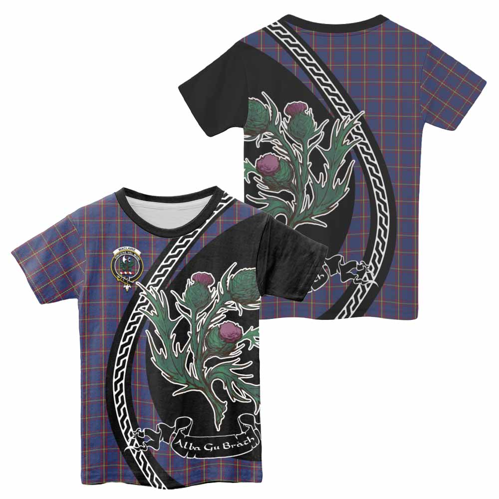 MacLaine (McLaine) Family Crest Tartan Kid T-shirt Alba Thistle Inspired - Tartan Vibes Clothing
