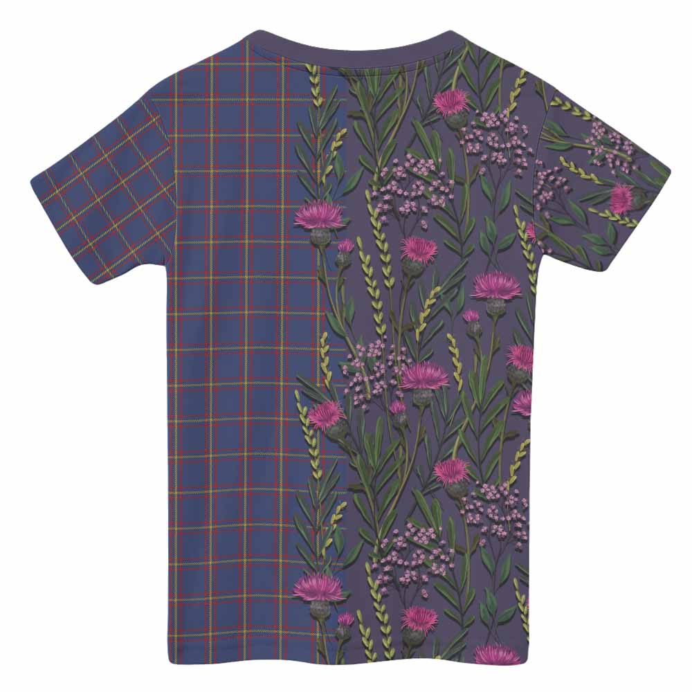 MacLaine (McLaine) Family Crest Tartan Kid T-shirt Scottish Thistle Flower Pattern Half Style - Tartan Vibes Clothing