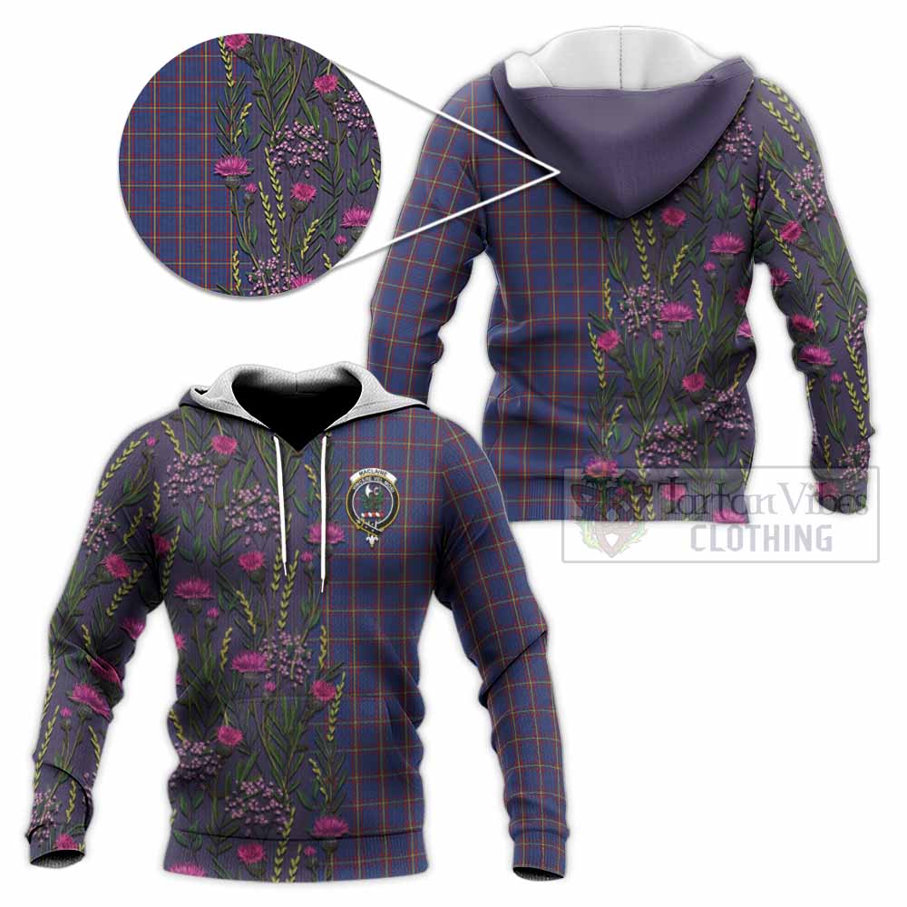 MacLaine (McLaine) Family Crest Tartan Knitted Hoodie Scottish Thistle Flower Pattern Half Style - Tartan Vibes Clothing