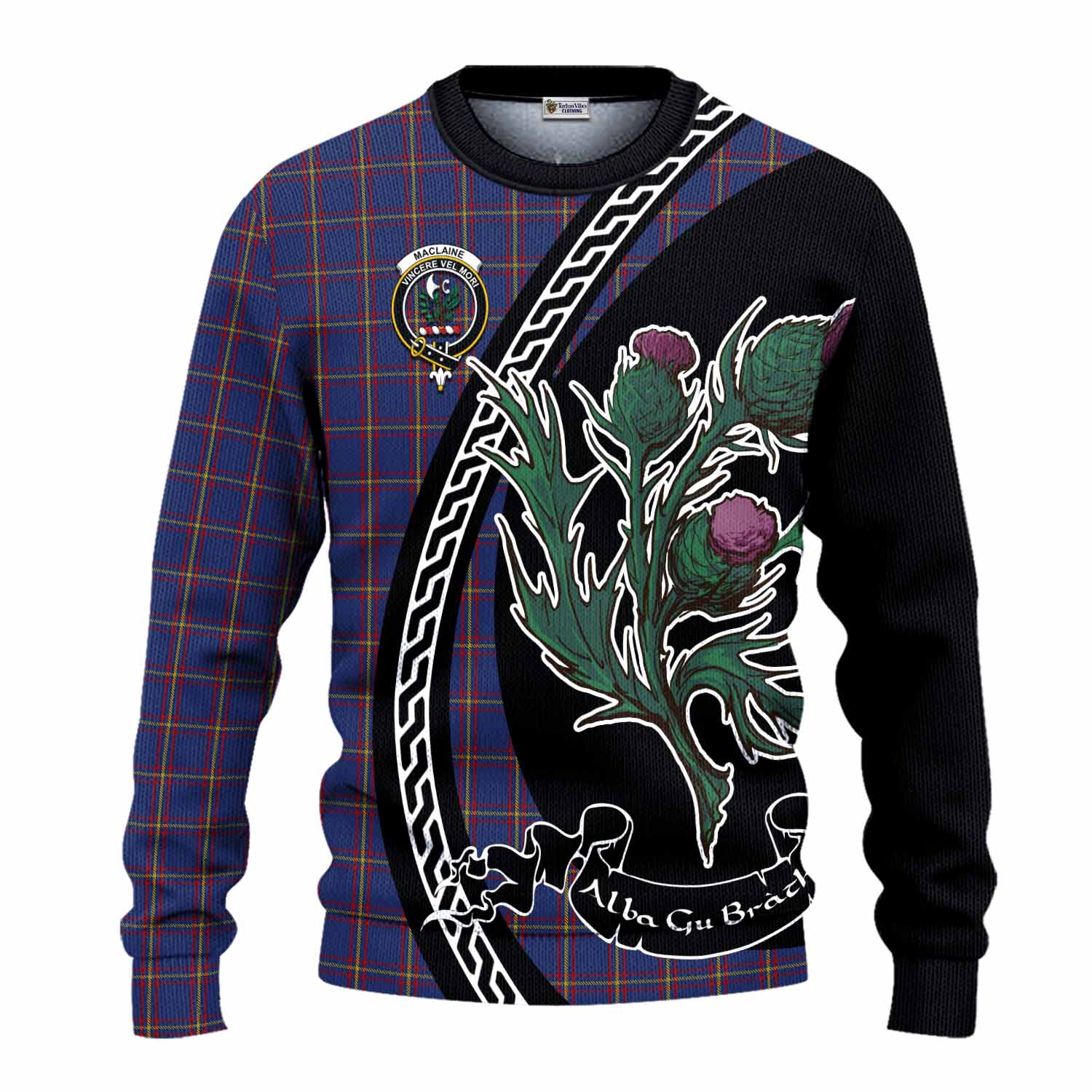 MacLaine (McLaine) Family Crest Tartan Knitted Sweater Alba Thistle Inspired - Tartan Vibes Clothing