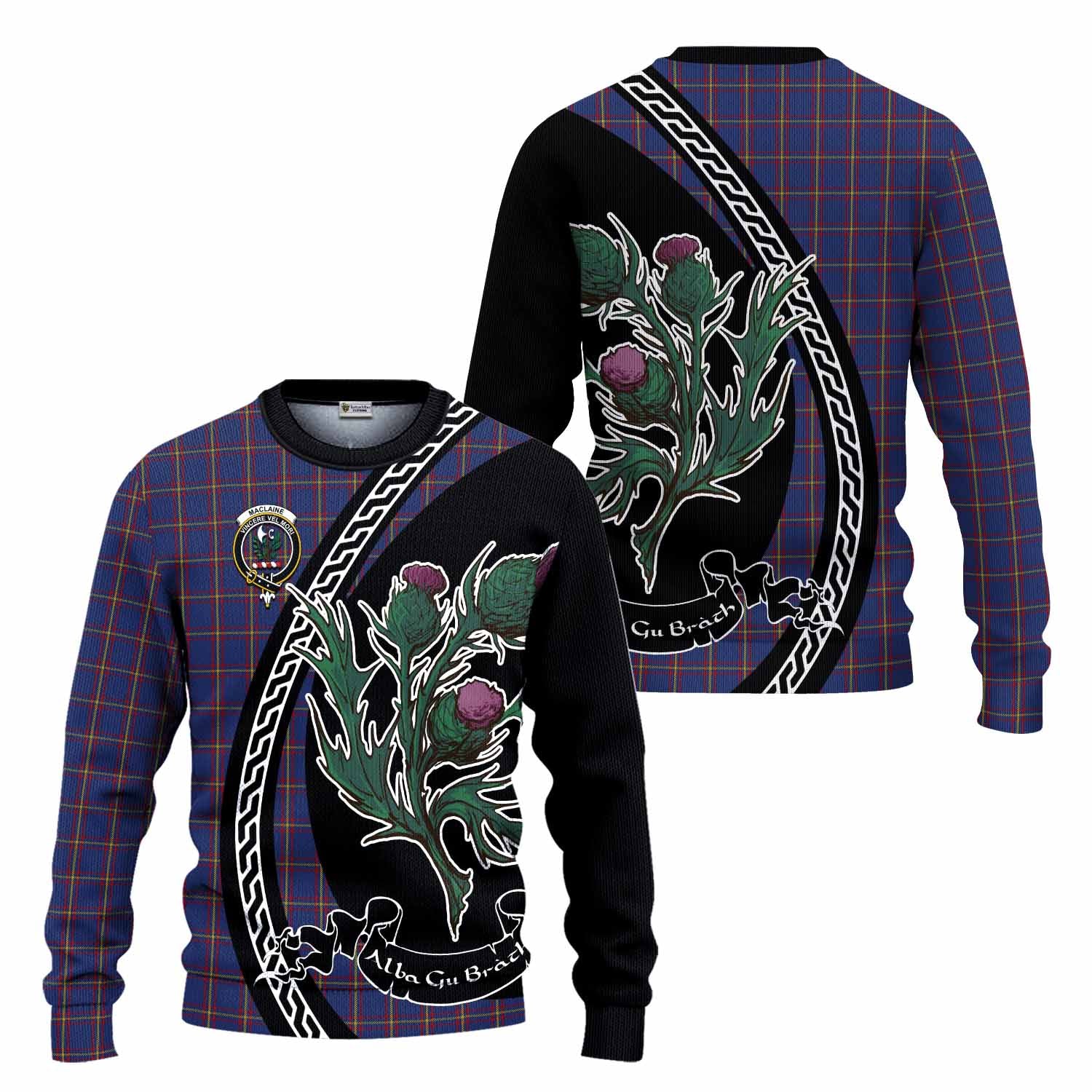 MacLaine (McLaine) Family Crest Tartan Knitted Sweater Alba Thistle Inspired - Tartan Vibes Clothing