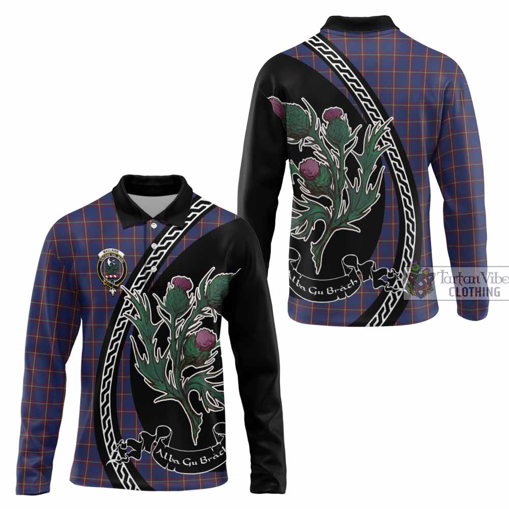 MacLaine (McLaine) Family Crest Tartan Long Sleeve Polo Shirt Alba Thistle Inspired - Tartan Vibes Clothing