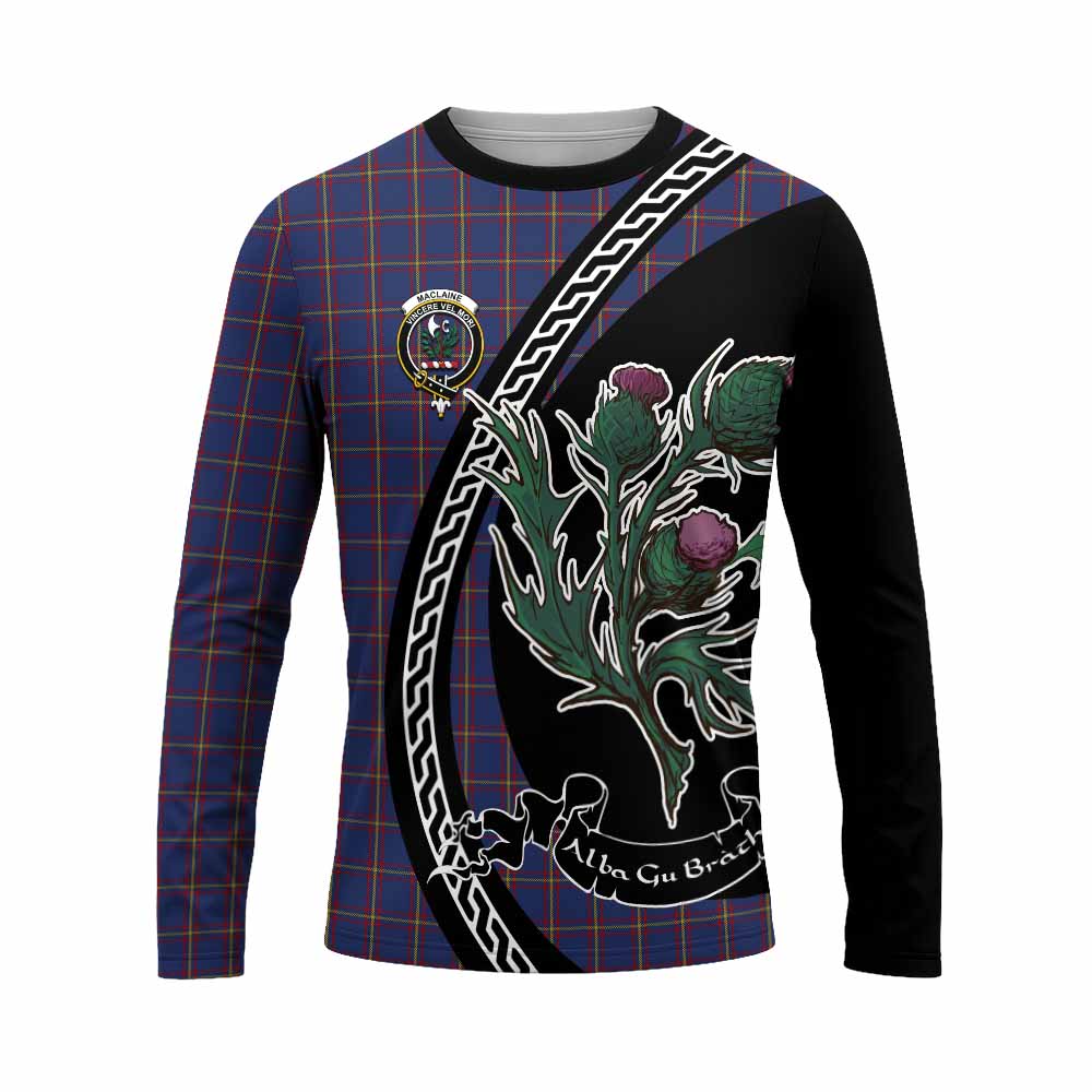 MacLaine (McLaine) Family Crest Tartan Long Sleeve T-Shirt Alba Thistle Inspired - Tartan Vibes Clothing