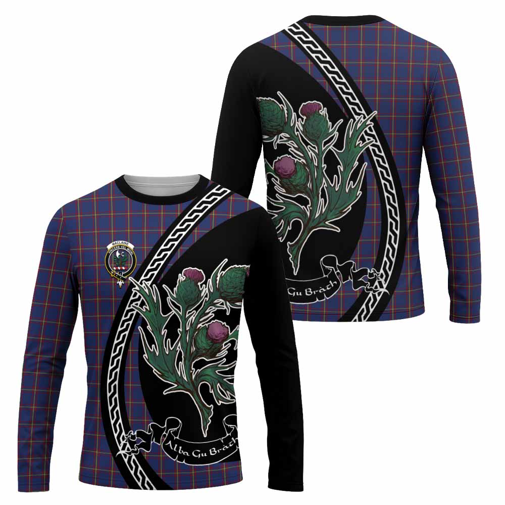 MacLaine (McLaine) Family Crest Tartan Long Sleeve T-Shirt Alba Thistle Inspired - Tartan Vibes Clothing