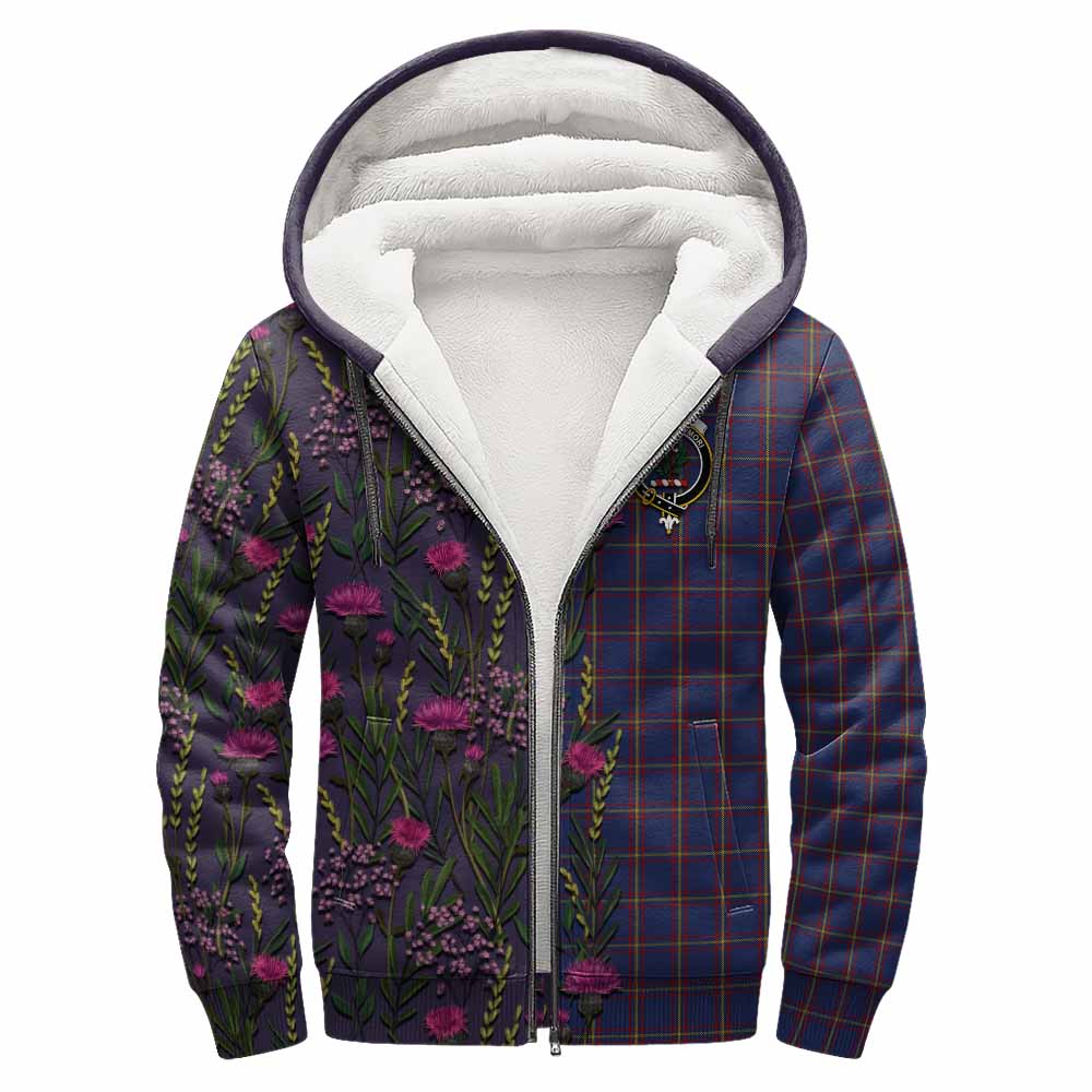 MacLaine (McLaine) Family Crest Tartan Sherpa Hoodie Scottish Thistle Flower Pattern Half Style - Tartan Vibes Clothing