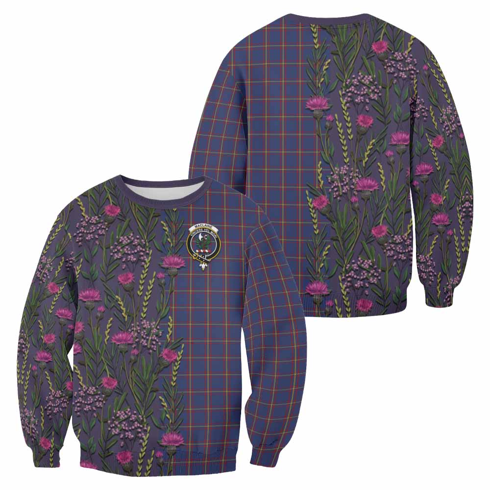 MacLaine (McLaine) Family Crest Tartan Sweatshirt Scottish Thistle Flower Pattern Half Style - Tartan Vibes Clothing