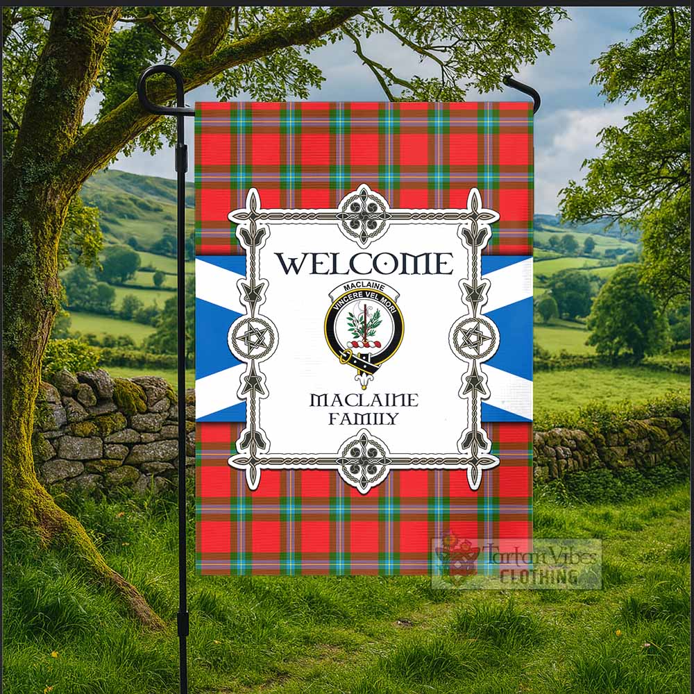 MacLaine (McLaine) Family Crest Tartan Welcome Garden Flag Saltire Harmony Style - Tartan Vibes Clothing