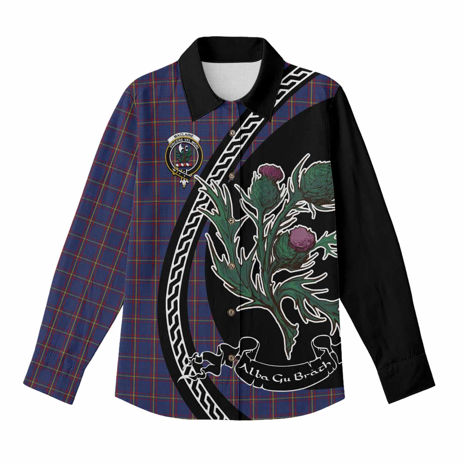 MacLaine (McLaine) Family Crest Tartan Women Casual Shirt Alba Thistle Inspired - Tartan Vibes Clothing
