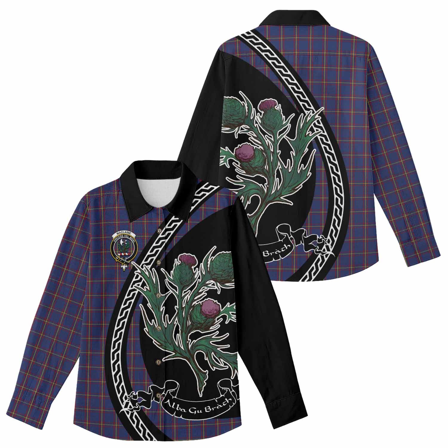 MacLaine (McLaine) Family Crest Tartan Women Casual Shirt Alba Thistle Inspired - Tartan Vibes Clothing