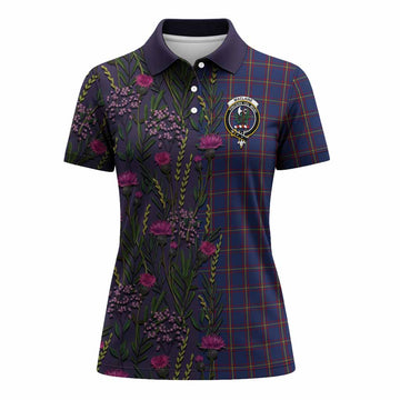 MacLaine (McLaine) Family Crest Tartan Women Polo Shirt Scottish Thistle Flower Pattern Half Style
