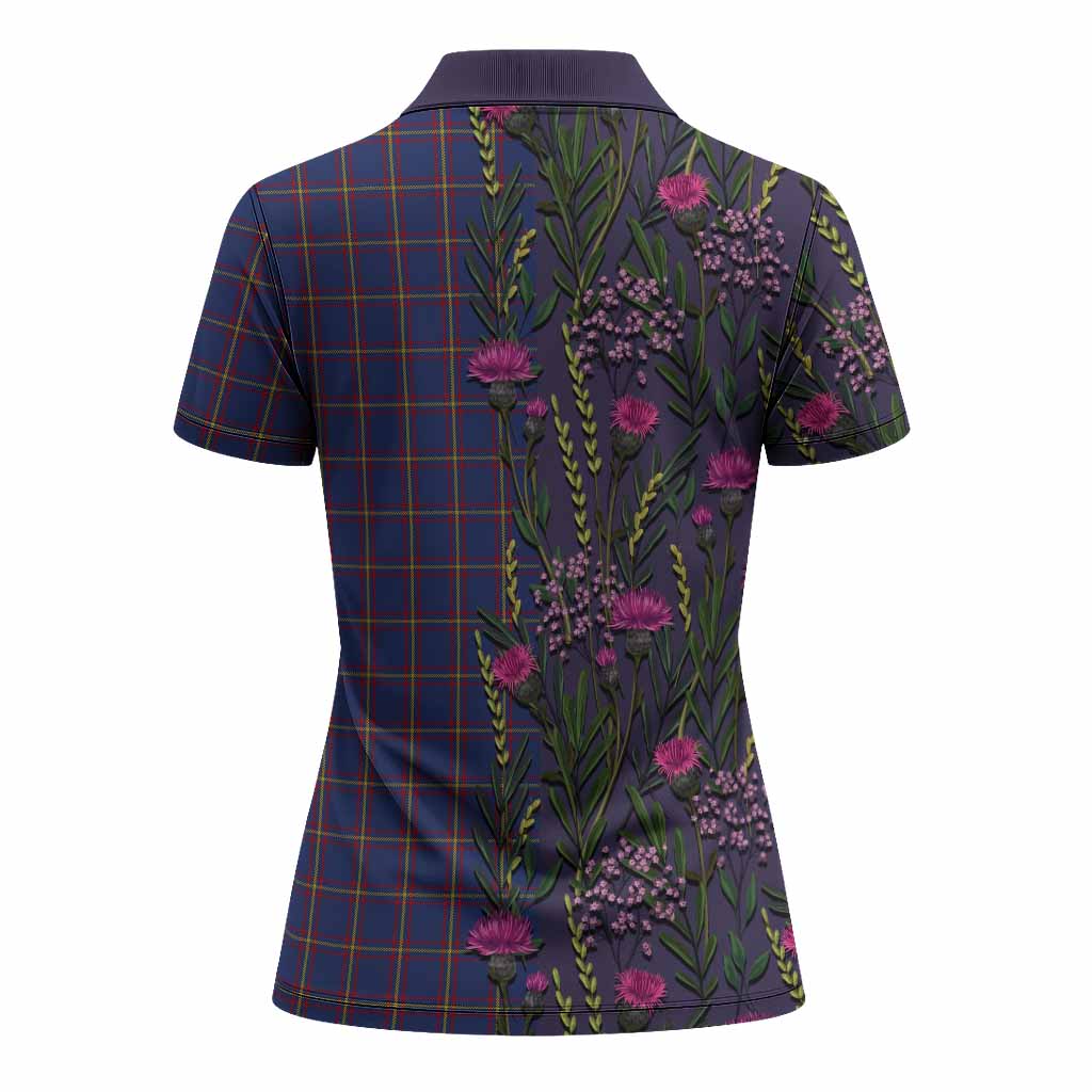 MacLaine (McLaine) Family Crest Tartan Women Polo Shirt Scottish Thistle Flower Pattern Half Style - Tartan Vibes Clothing