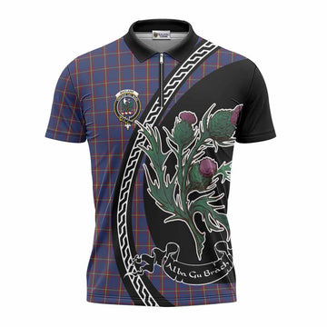 MacLaine (McLaine) Family Crest Tartan Zipper Polo Shirt Alba Thistle Inspired