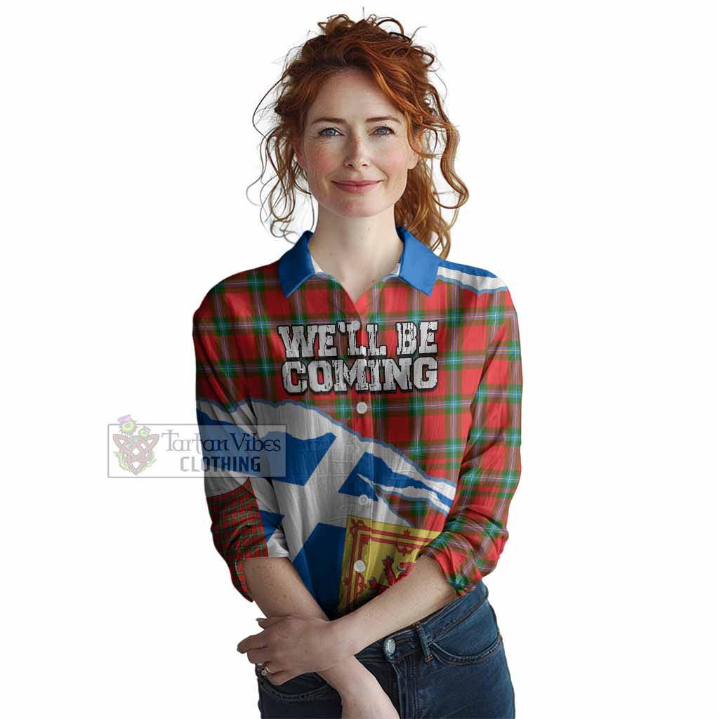 MacLaine (McLaine) Scotland Football Tartan Women Casual Shirt We'll Be Coming
