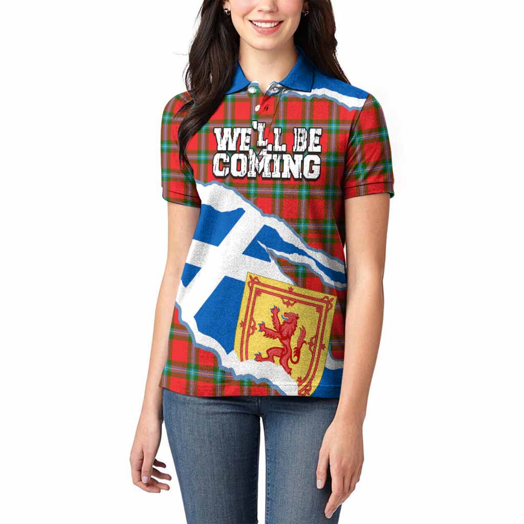 MacLaine (McLaine) Scotland Football Tartan Women Polo Shirt We'll Be Coming