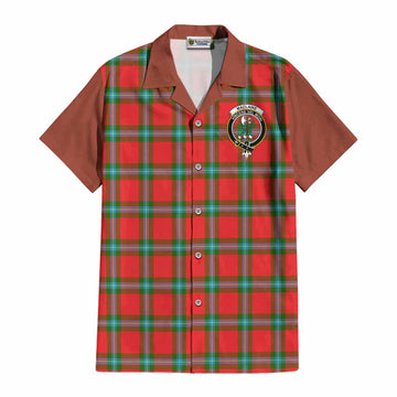 MacLaine (McLaine) Tartan Accent Cotton Hawaiian Shirt with Family Crest