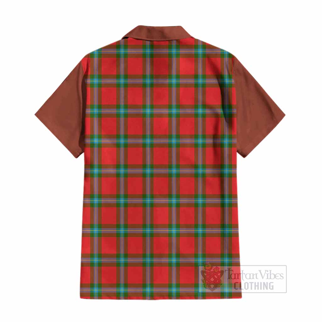 MacLaine (McLaine) Tartan Accent Cotton Hawaiian Shirt with Family Crest