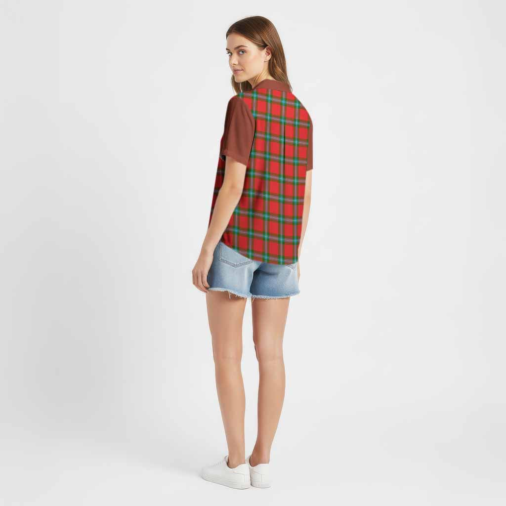 MacLaine (McLaine) Tartan Accent Cotton Hawaiian Shirt with Family Crest