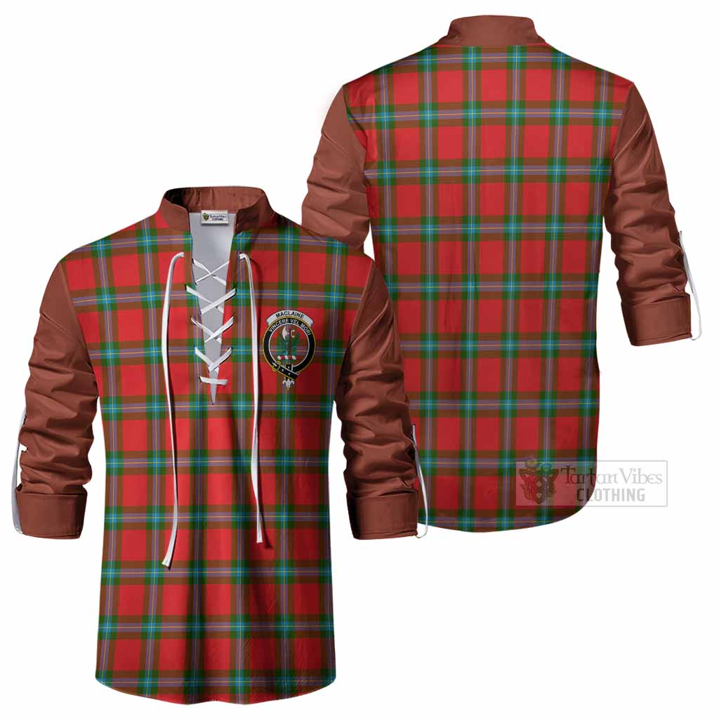 MacLaine (McLaine) Tartan Accent Ghillie Shirt with Family Crest